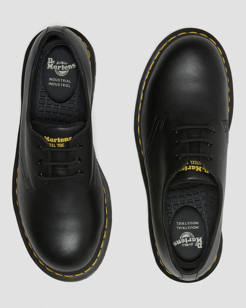 Men's Dr Martens 1461 Slip Resistant Steel Toe Oxfords Shoes Black | AU 602OKI